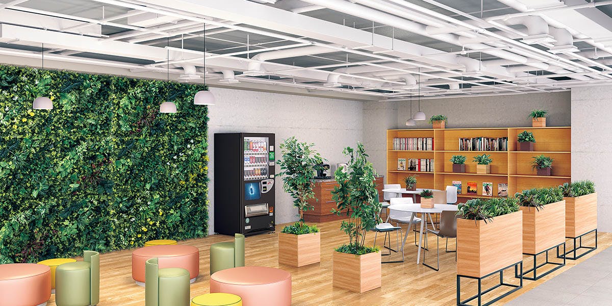 オフィス　リフレッシュルーム　観葉植物　グリーン空間