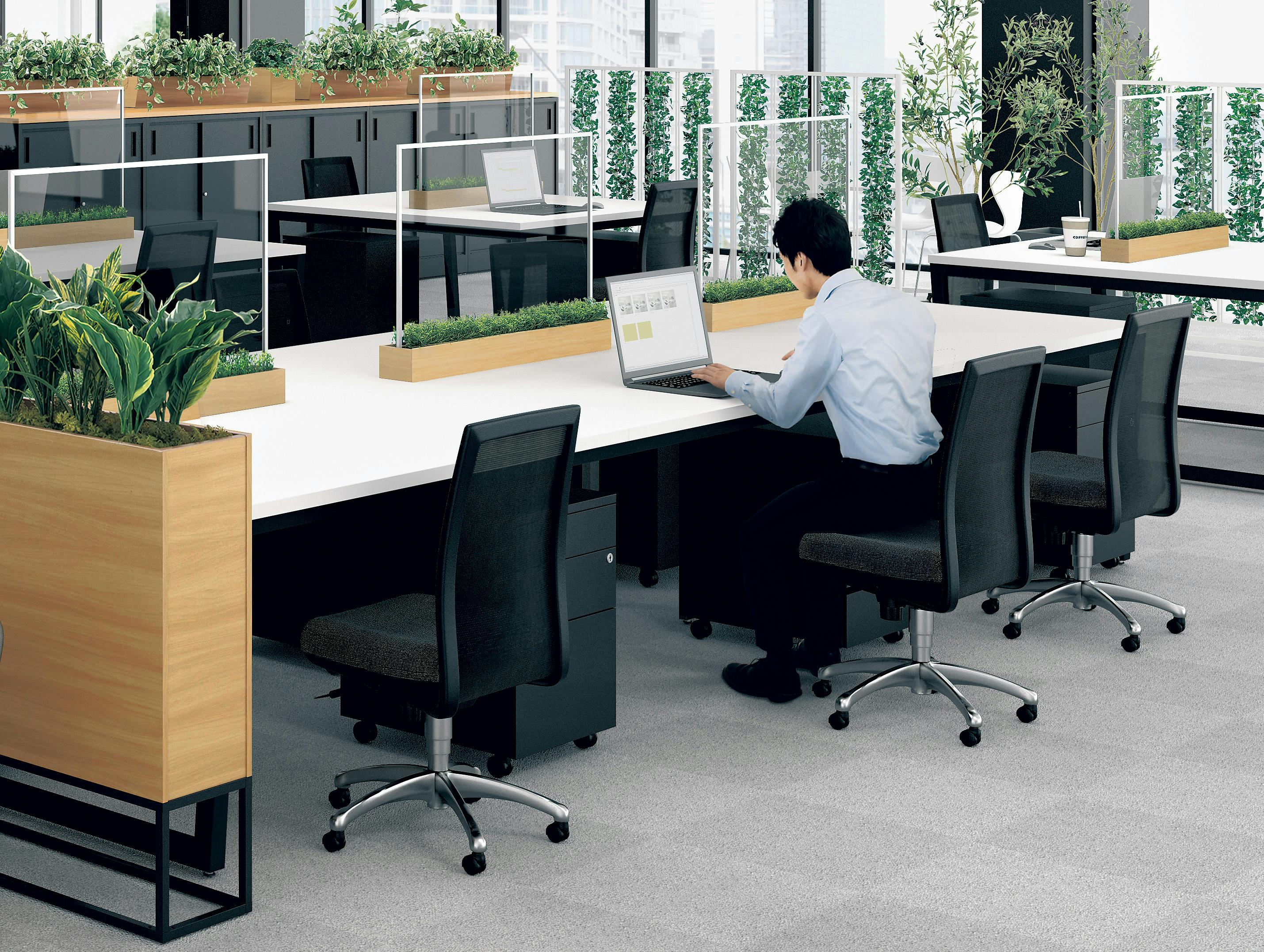 オフィス パーテーション 施工事例｜フェイクグリーンの専門店