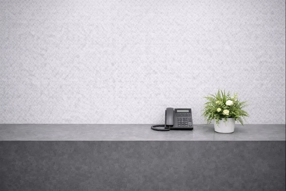 受付　カウンター　グリーン