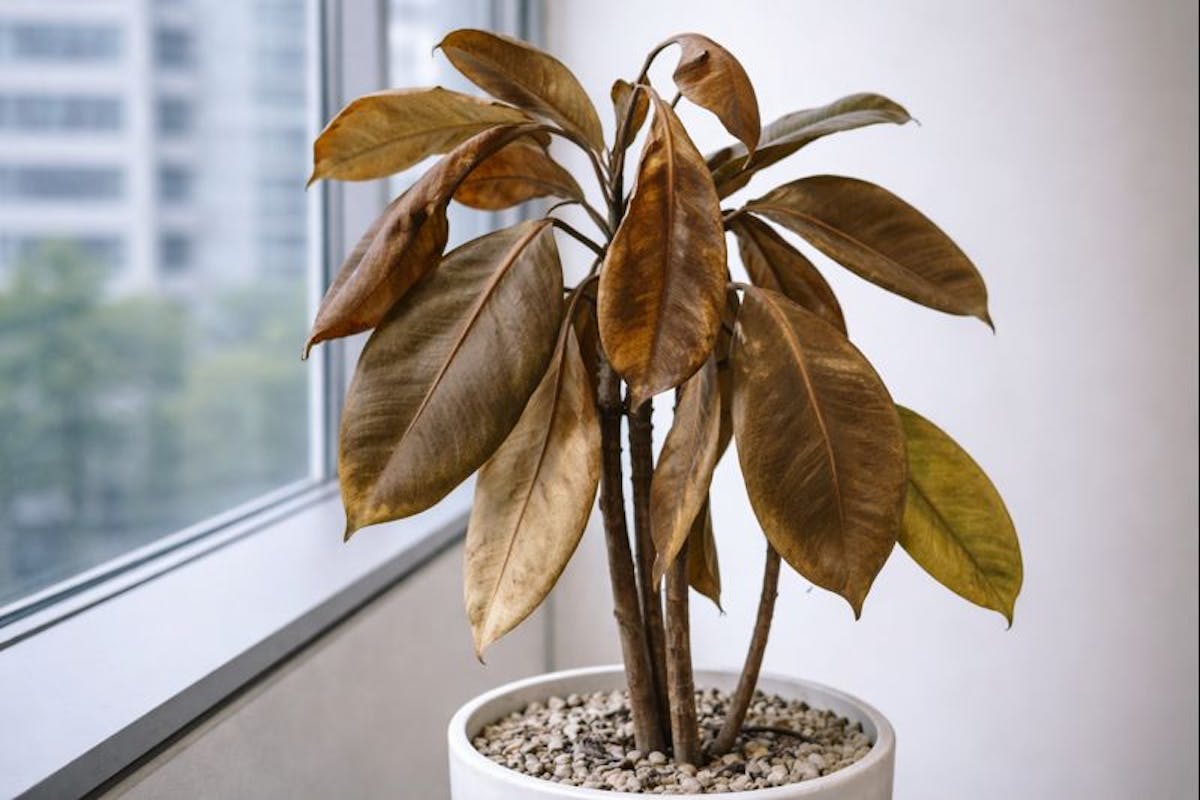 観葉植物ゴムの木 観葉植物 フランスゴムの木 6号 曲り ラスターポット 付き | 観葉植物