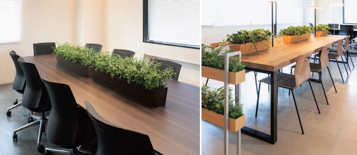 フェイクグリーン 卓上間仕切りポット ナナメボックスタイプ