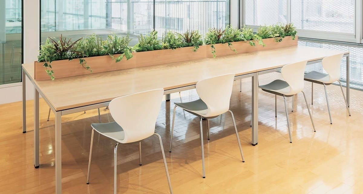 フェイクグリーン_卓上間仕切りポット_シンプルな薄型スリム