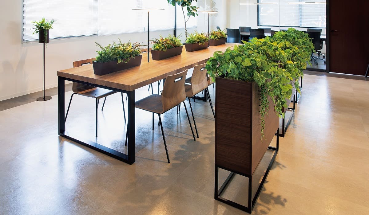 卓上フェイクグリーン_グリーンパーテーション_事例