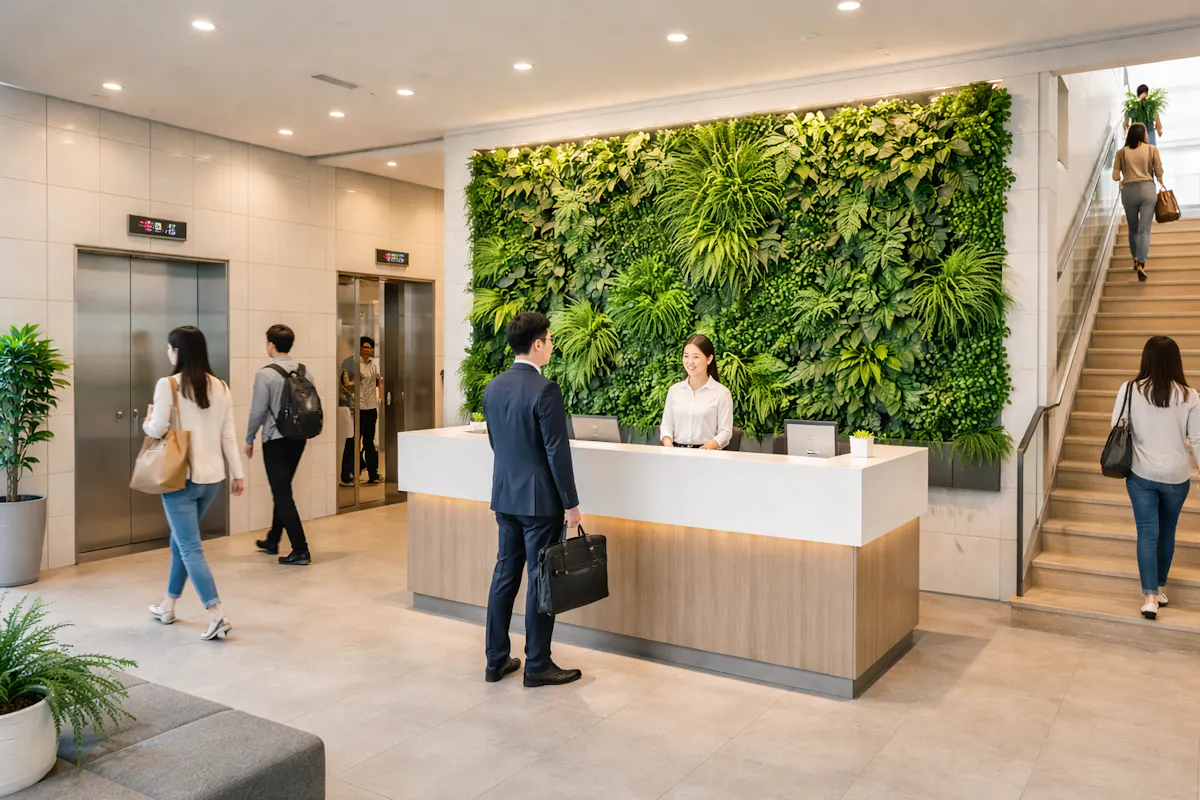 オフィス　エントランス　フェイクグリーン