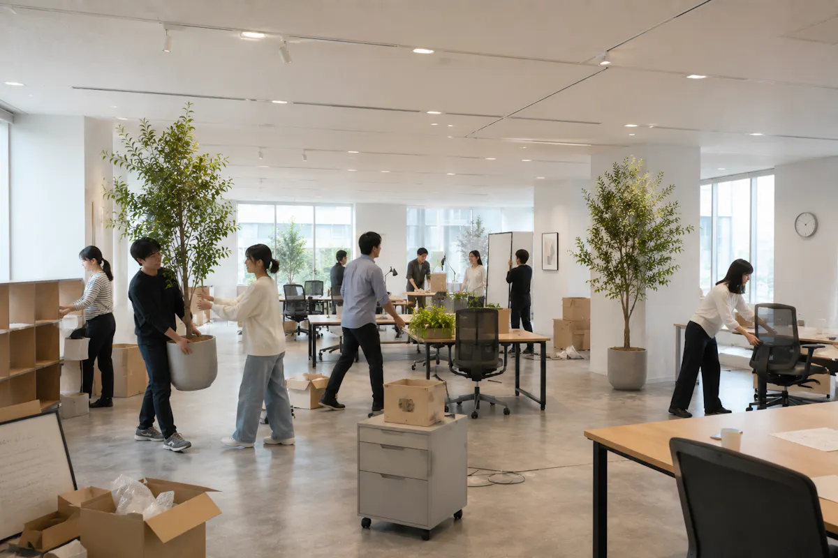 ベンジャミン　オフィス模様替え　移動