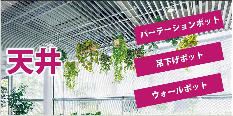 天井_壁掛けグリーン_壁面プランター_壁面緑化_フェイクグリーン