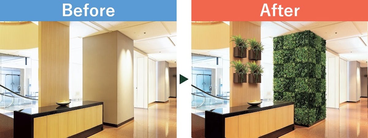 フェイクグリーンを使ったフロア・通路の設置事例