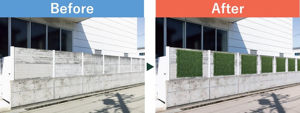 屋外用のフェイクグリーンを使った設置事例