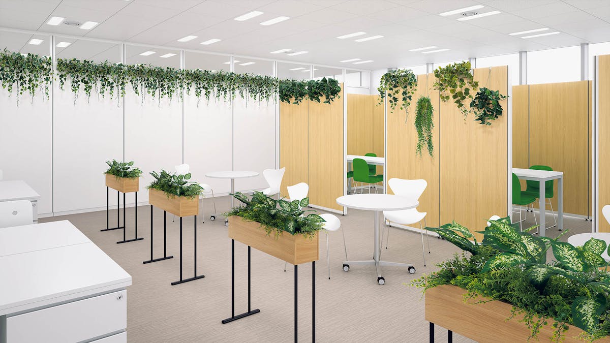 オフィス_パーテーションブース_BOXプランター_ハンギングポット_パーテーションポット