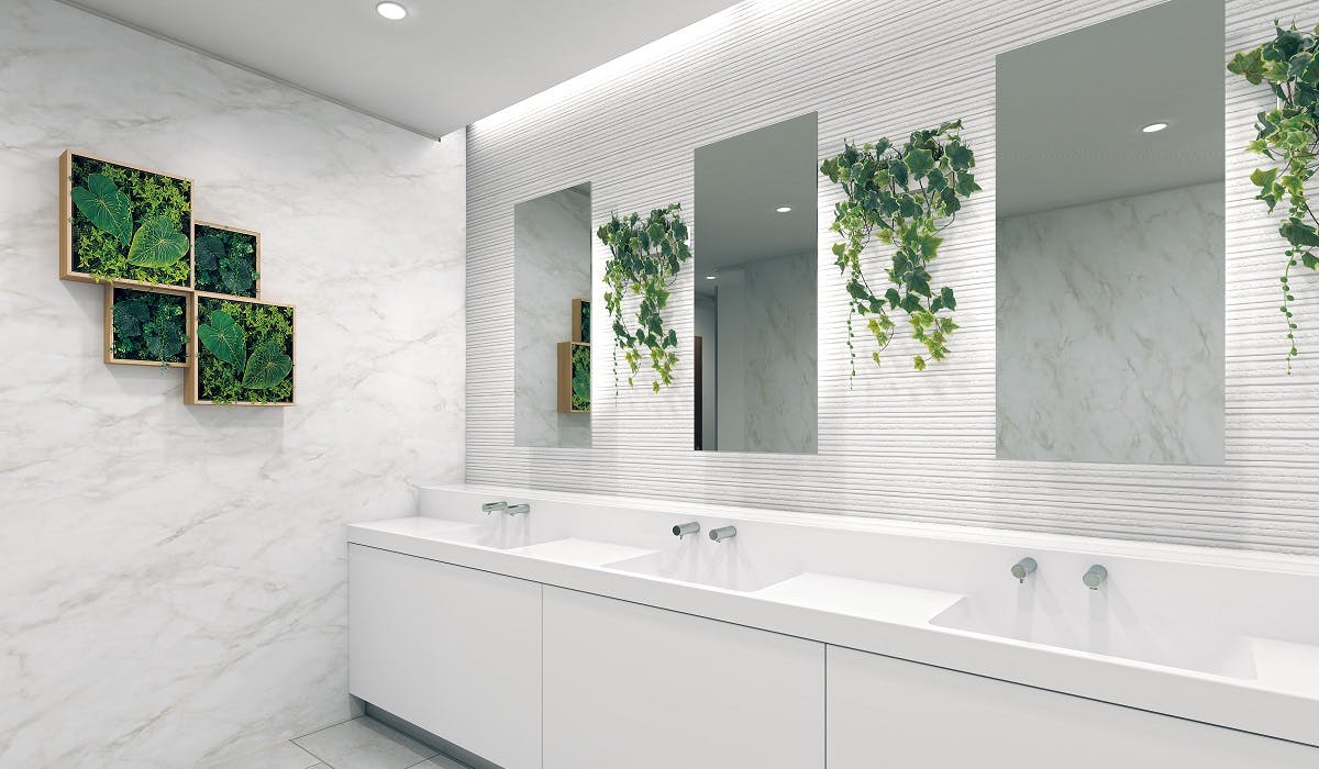 パブリック施設_パウダールーム_グリーンパネル