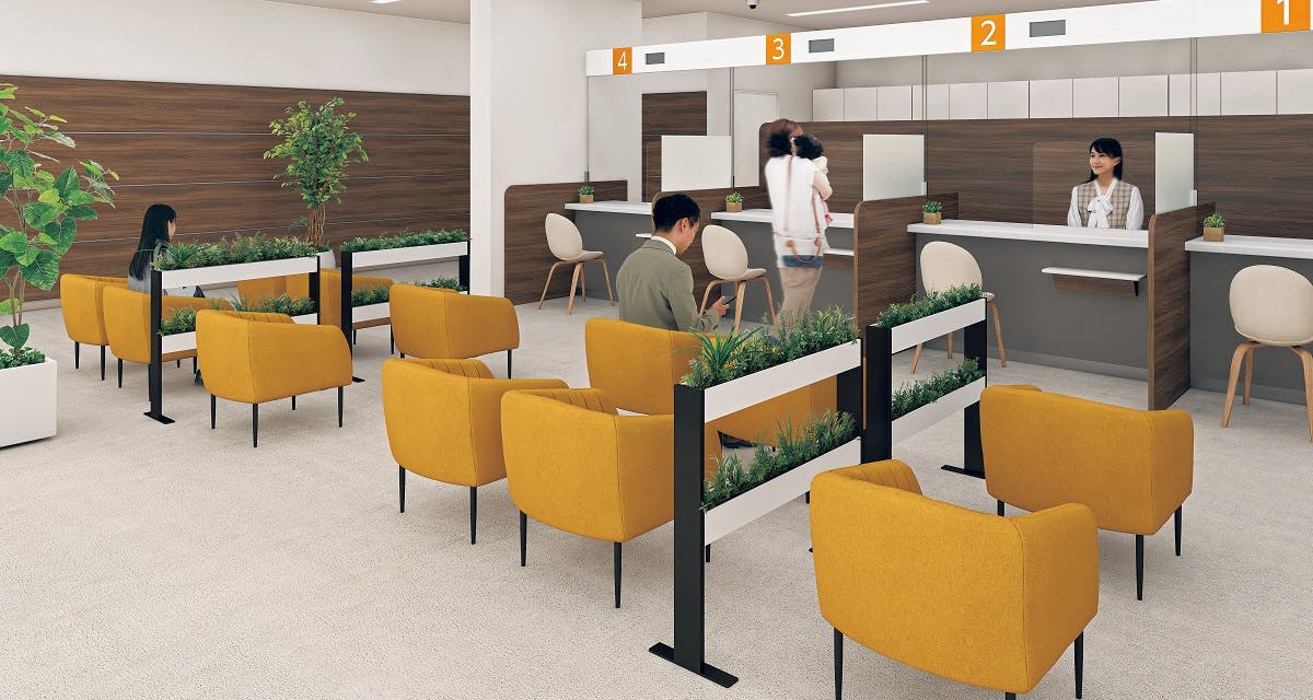 店舗_銀行_グリーンパーテーション