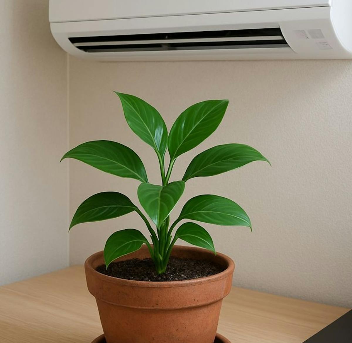 エアコン下の観葉植物