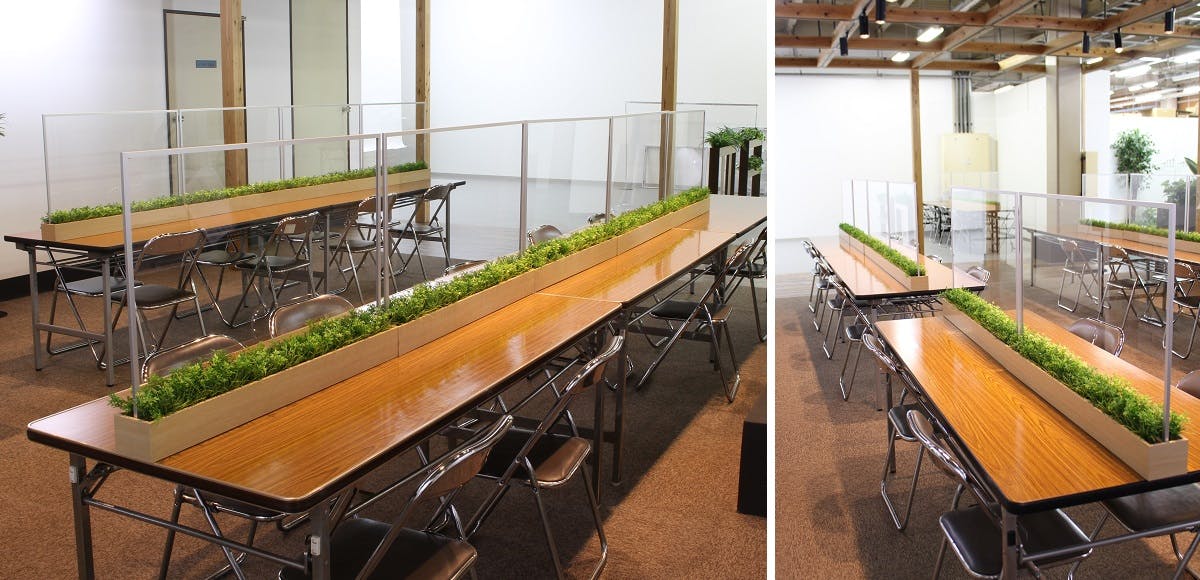 フェイクグリーンを使った卓上パーテーション