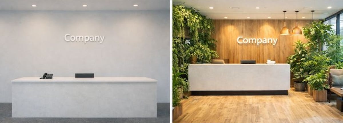 オフィス　エントランス　グリーン　比較