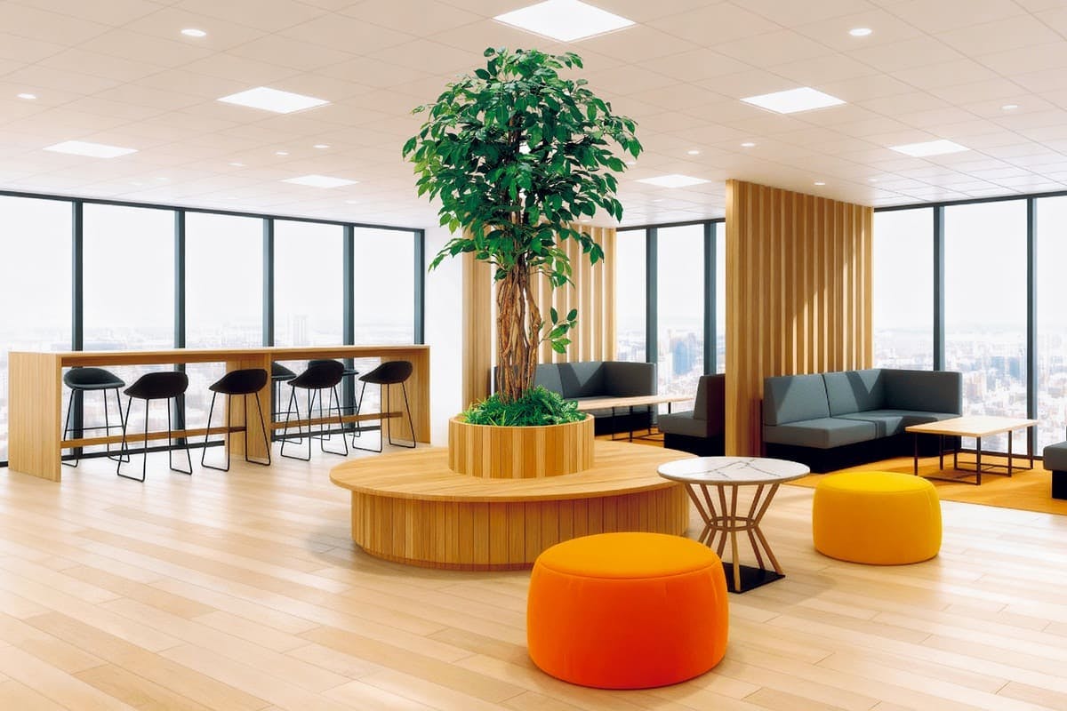 テーブル樹木_ベンチ椅子と組み合わせ事例