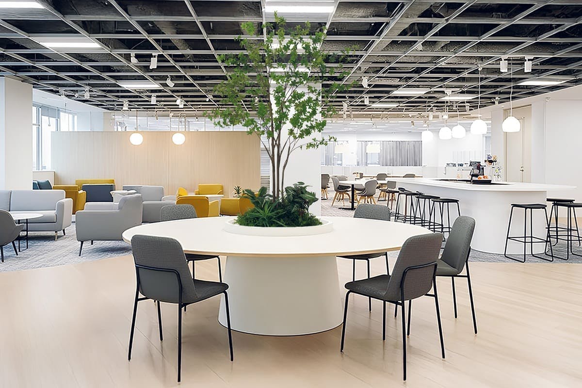 テーブル樹木_人工樹木_円テーブル事例