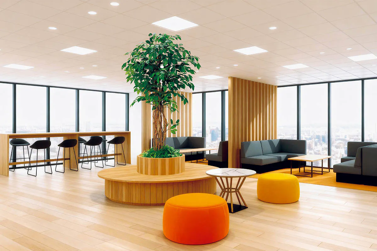 人工樹木「テーブル樹木」の設置事例　ベンチ