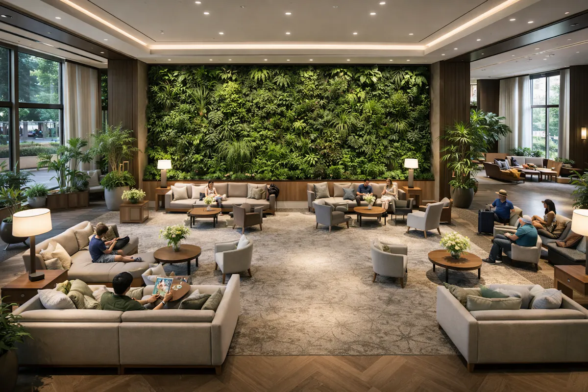 ホテルロビー　フェイクグリーン