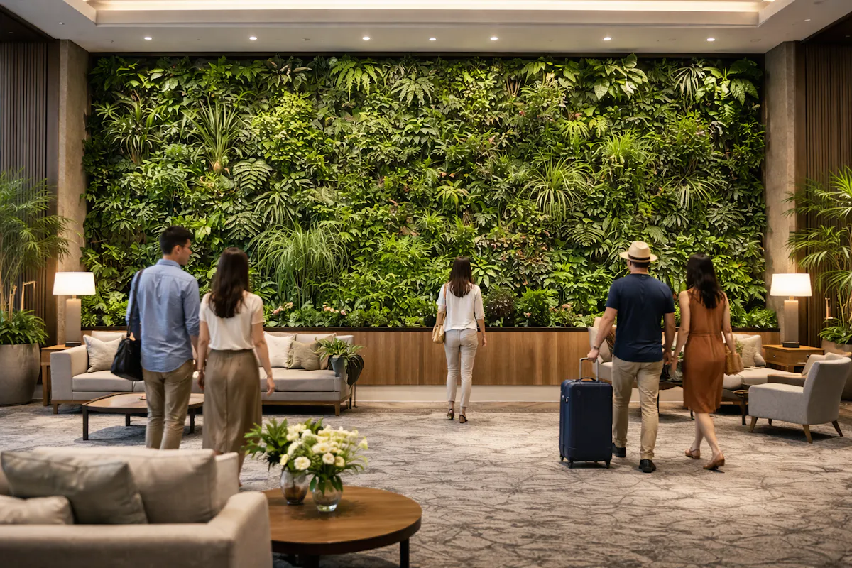 ホテル　壁面緑化