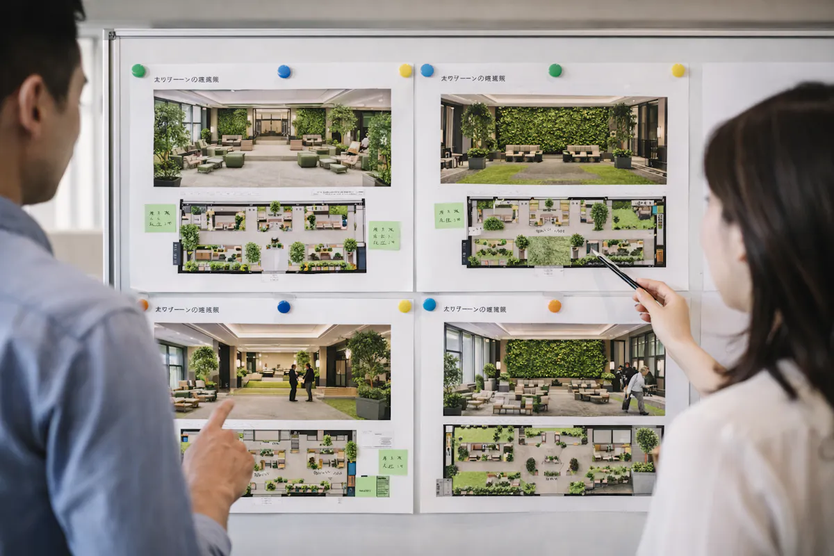 フェイクグリーン　レイアウトプラン　見比べ