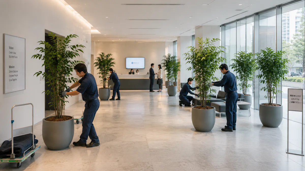 エントランス　観葉植物設置