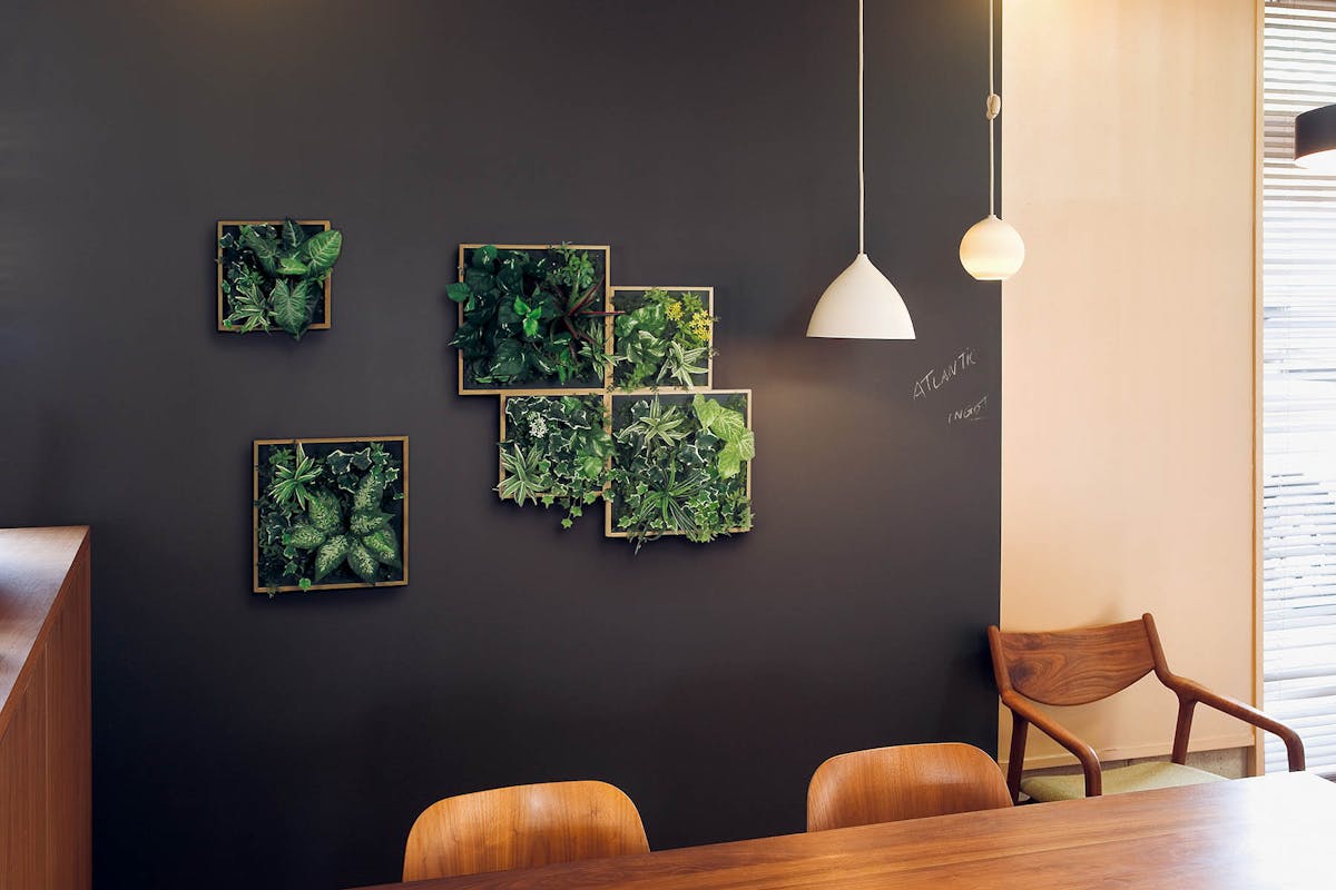 スチールパーテーション　ロッカー　キャビネットの壁面緑化