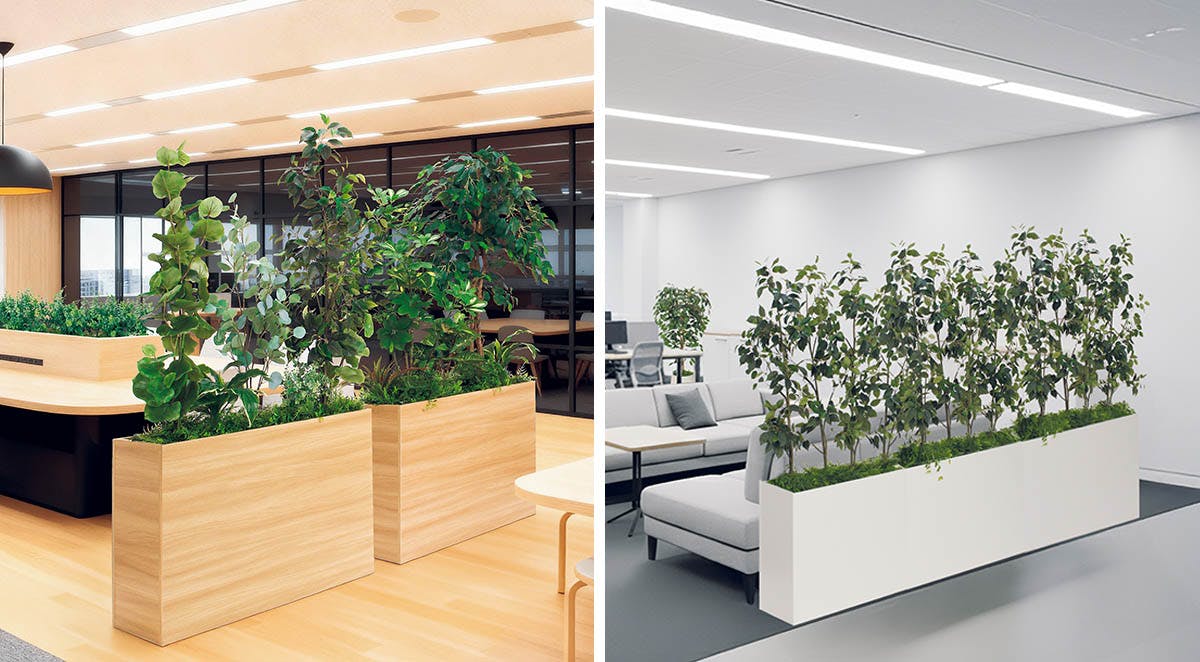 人工樹木の樹木パーテーション