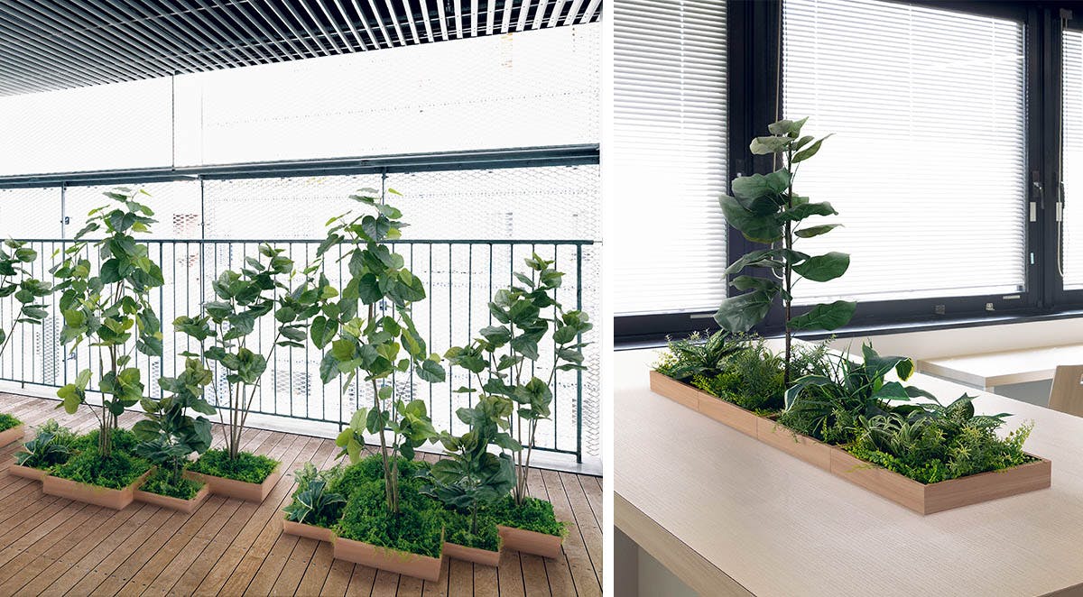 人工樹木の組み合わせプランター