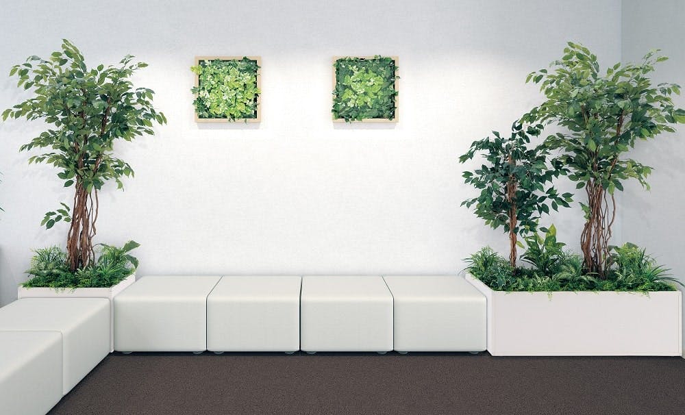 人工観葉植物の休憩スペース事例