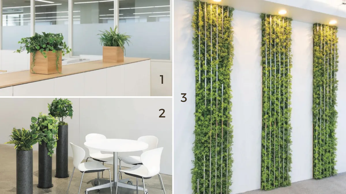 オフィスをグリーンでリフレッシュ空間に フェイク 観葉 植物 オフィスをグリーンでリフレッシュ空間に フェイク 観葉 植物