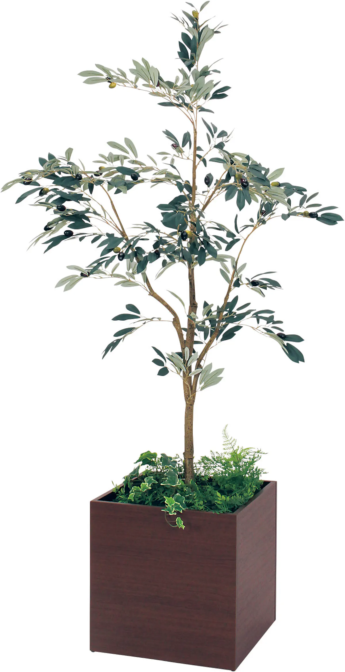 ボックスプランター Gr5011 オリーブ H1700 人工観葉植物 樹木プランター セピア