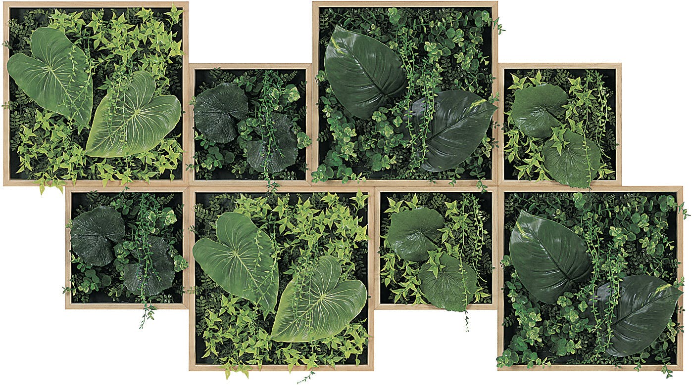 連接グリーン GM1566 8連｜フェイクグリーン 壁面緑化 BOX型 ナチュラル