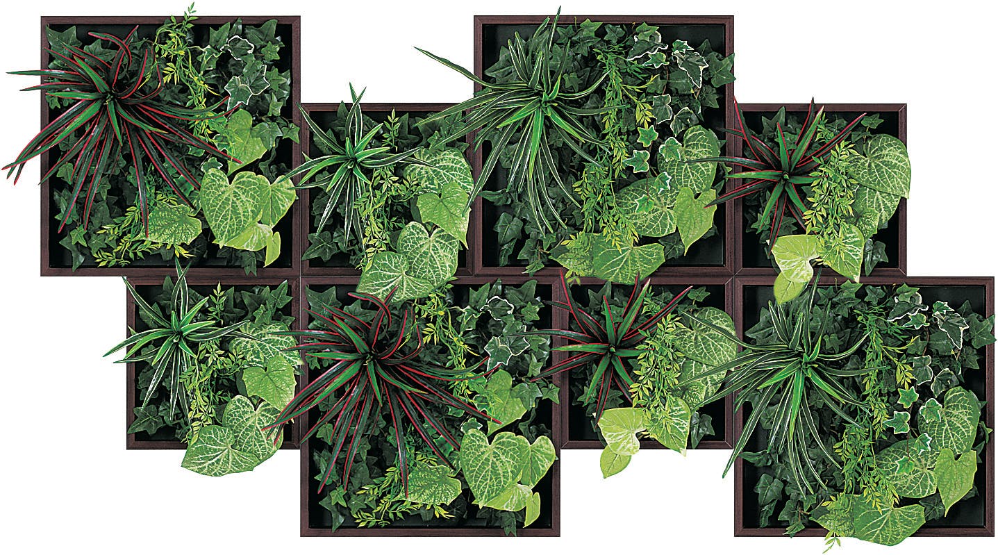 連接グリーン GM1567 8連｜フェイクグリーン 壁面緑化 BOX型 セピア