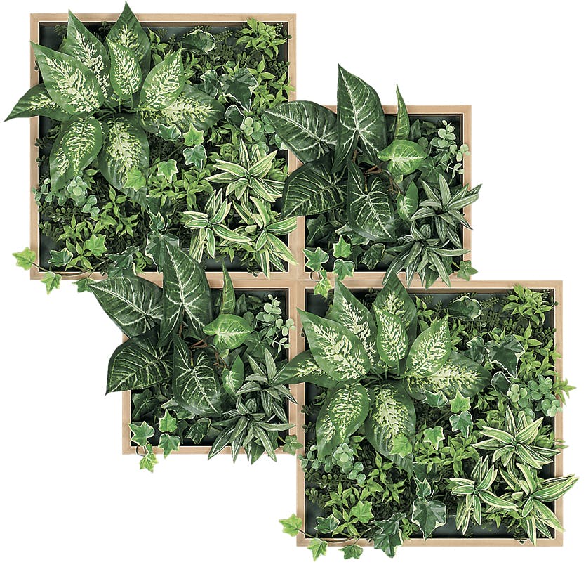 連接グリーン GM1753 4連｜フェイクグリーン 壁面緑化 BOX型 ナチュラル