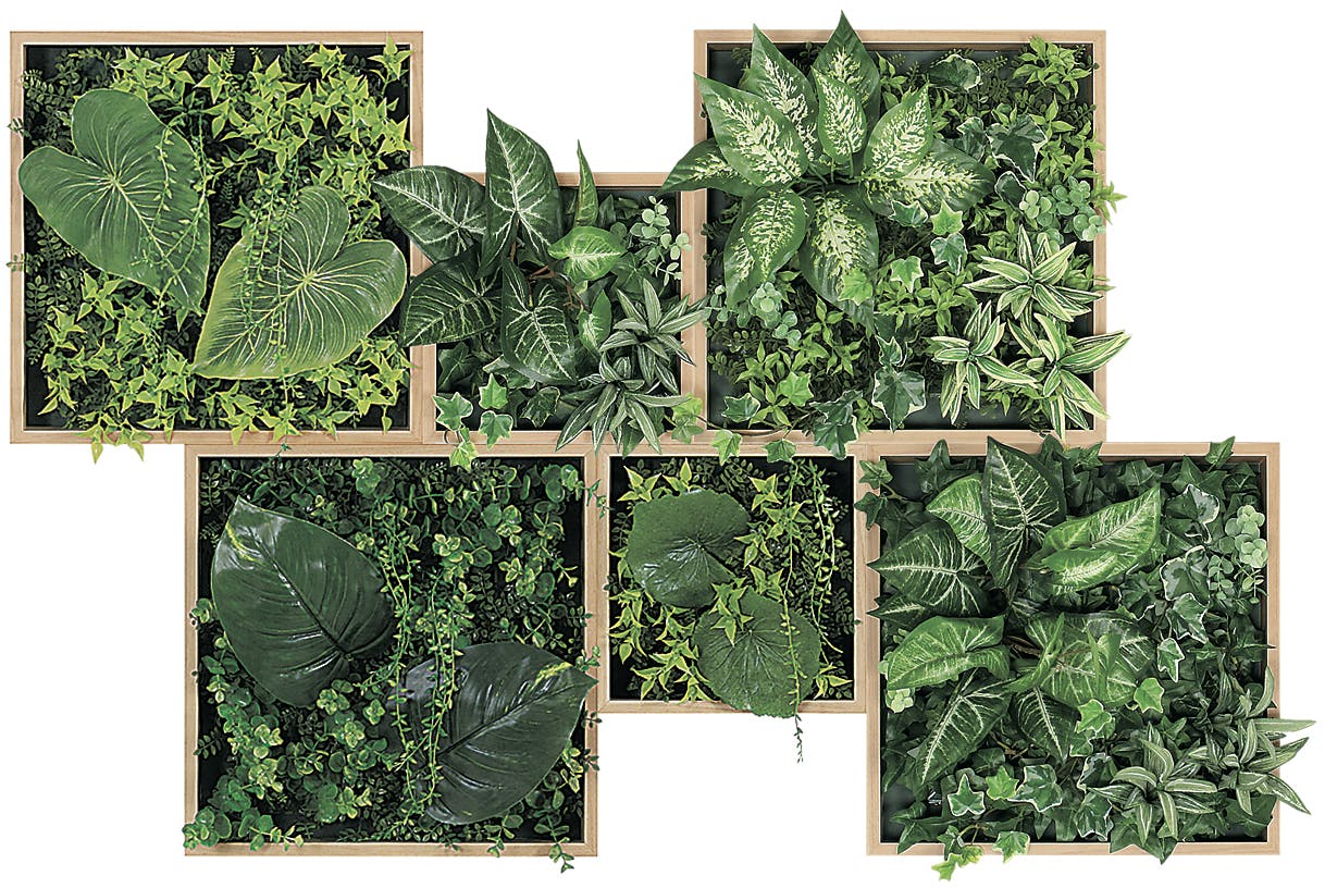 連接グリーン GM1756 6連｜フェイクグリーン 壁面緑化 BOX型 ナチュラル