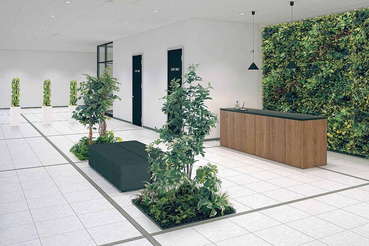 フロアグリーン GM5715 45角4連 シェフレラ H1800｜人工観葉植物 連接樹木