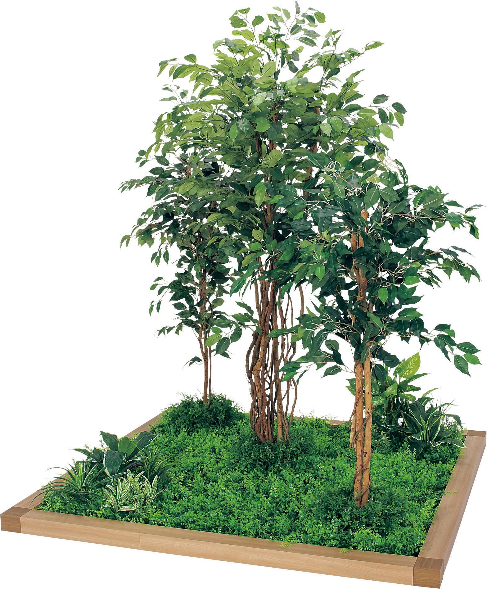 フロアグリーン GM5721 45角9連 フィカスベンジャミン H1800｜人工観葉植物 連接樹木 垣根枠タイプ ナチュラル