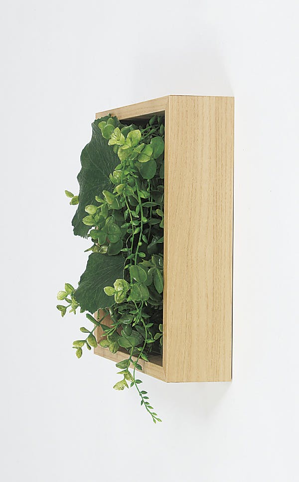 緑色の怒りの能面 木製 連接グリーン（単品） GR1077 25角｜フェイクグリーン 壁面緑化 BOX