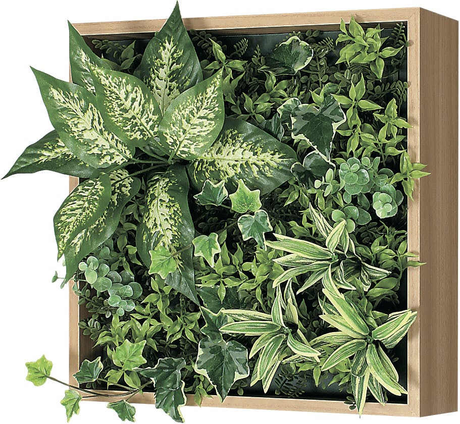 連接グリーン GM1754 4連｜フェイクグリーン 壁面緑化 BOX型 ナチュラル