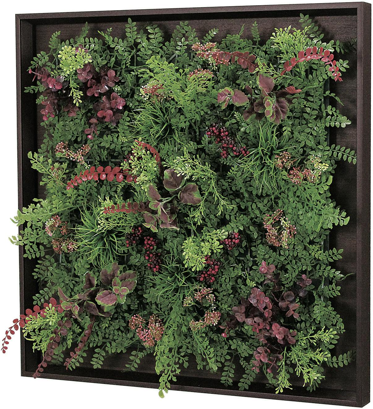 壁掛けグリーンフレーム 連接グリーン(単品) GR1007 60角｜フェイクグリーン 壁面緑化 木目