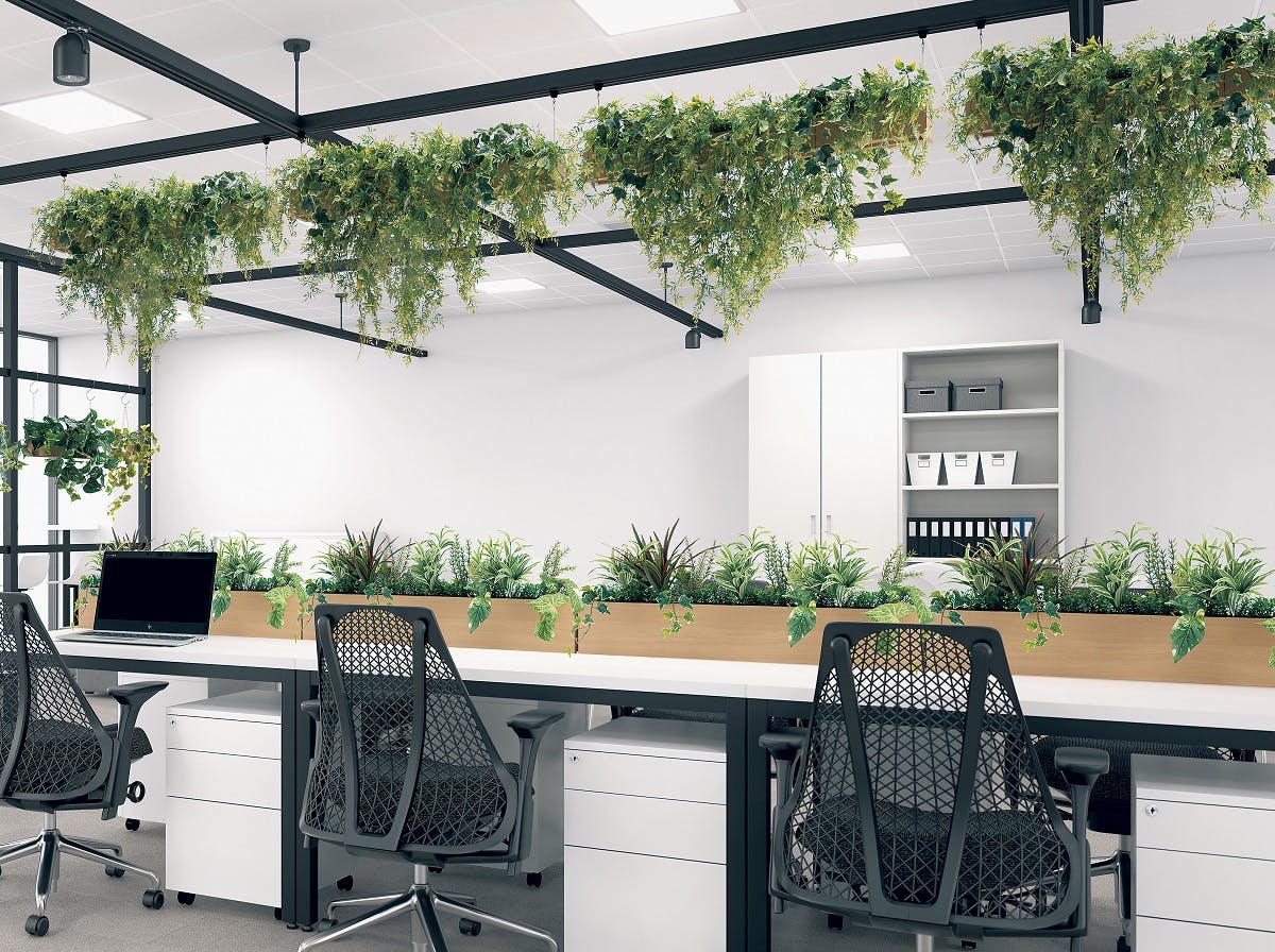 ハンギングポット GR4445｜フェイクグリーン 天吊りポット 両側