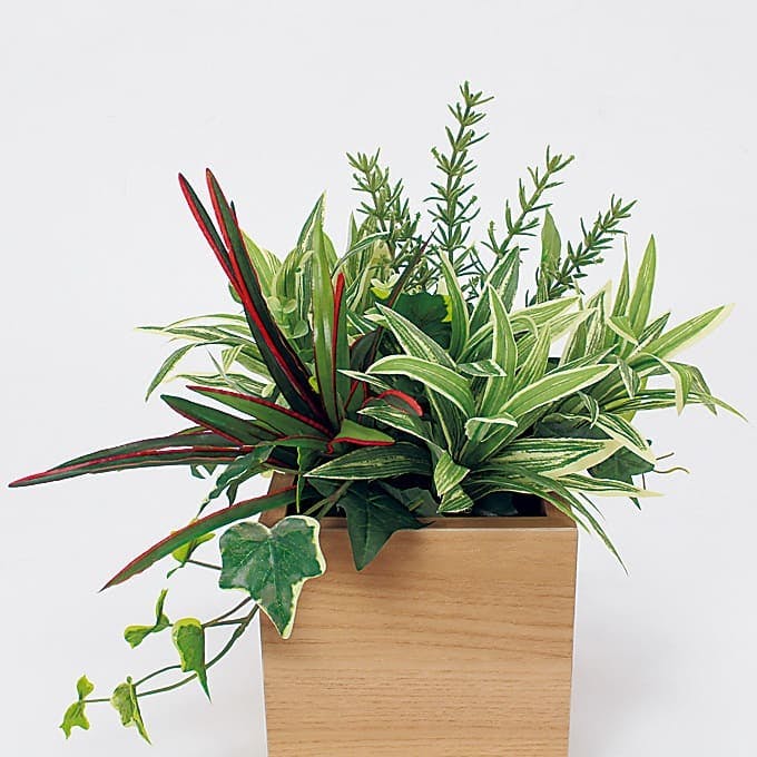 卓上ポット GR4485｜フェイクグリーン 卓上 キューブタイプ ナチュラル