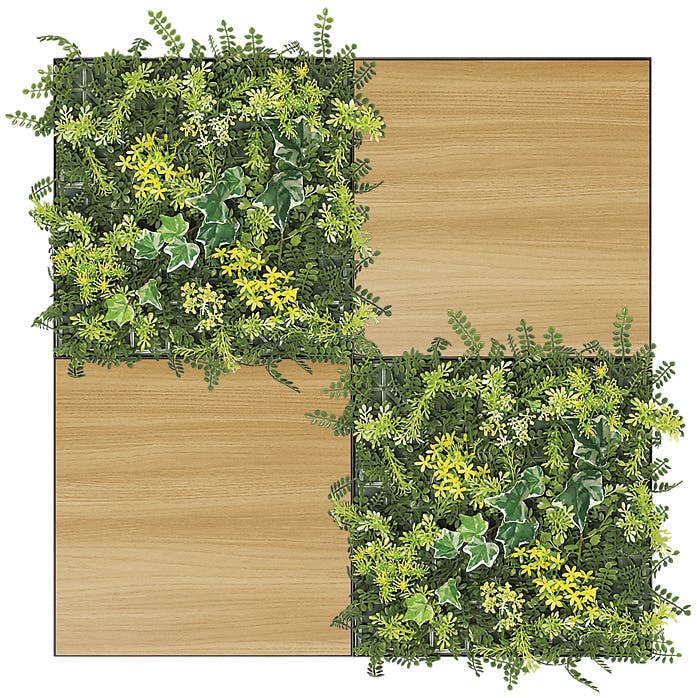 組み合わせグリーン GM1778 30角5連｜フェイクグリーン 壁面緑化 木調パネル ナチュラル