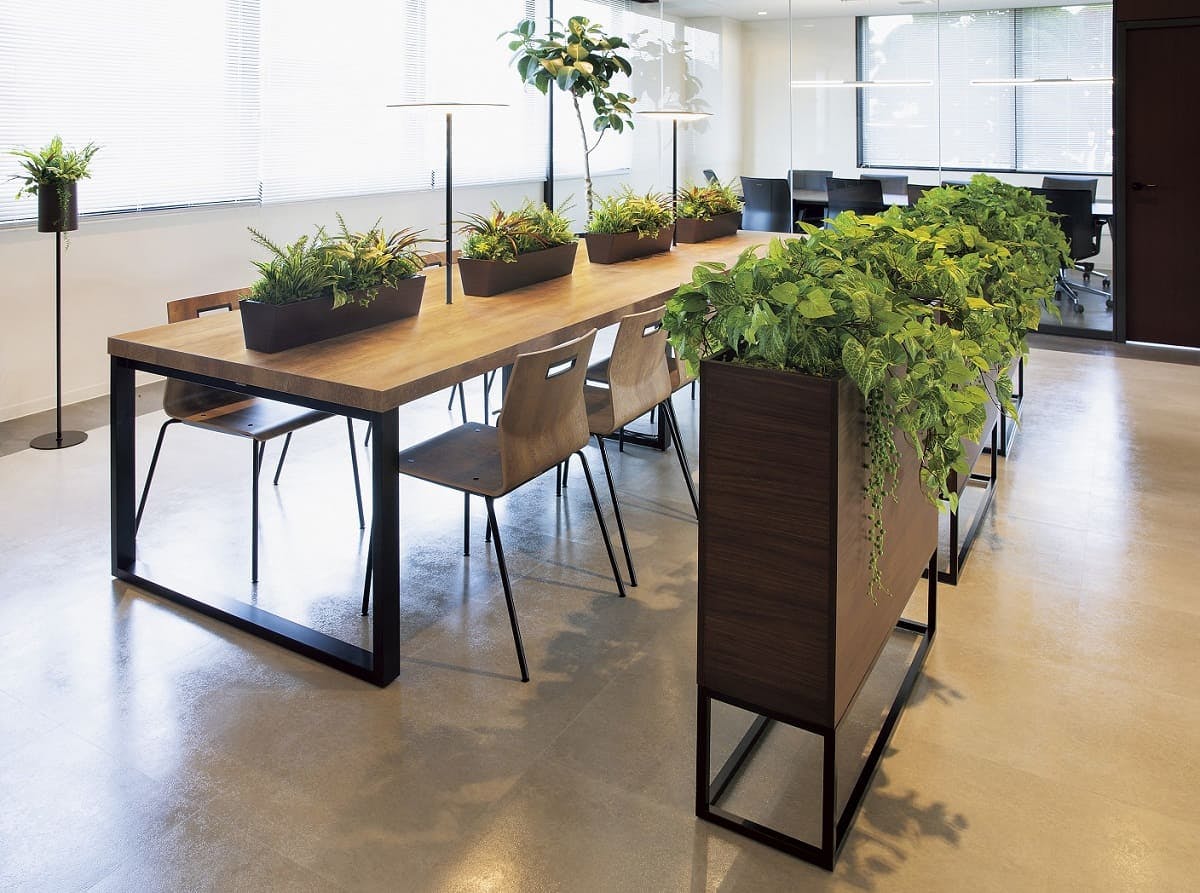 卓上間仕切りポット GR4297 ｜フェイクグリーン 卓上 斜めボックス(中