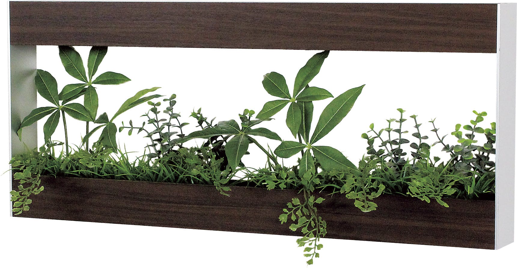 ウォールポット GR4035 ｜フェイクグリーン 壁掛け ツインフレーム セピア